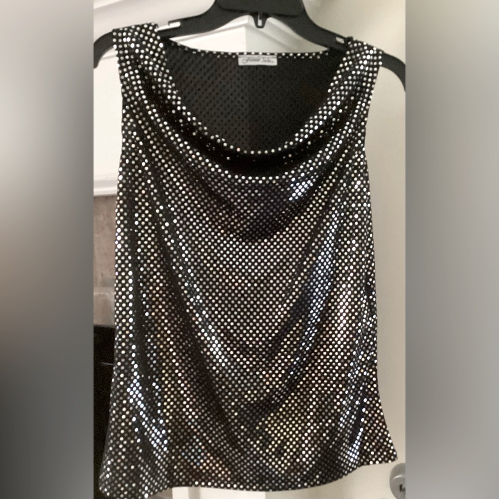 Sequin Black and Silver Women's Top